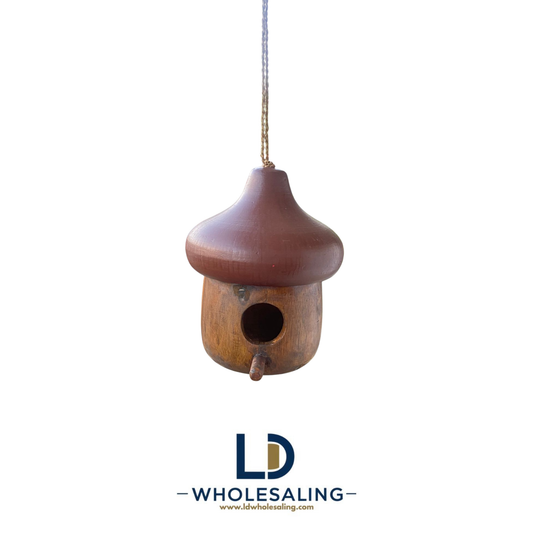Bird House Acorn Large Natural & Brown roof