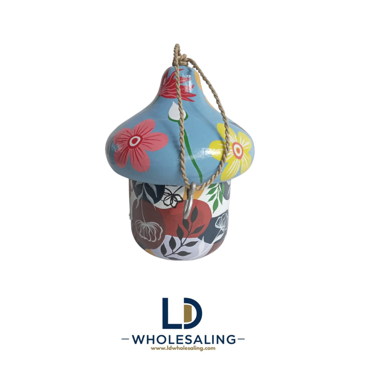 Bird House Acorn Large Painted Flowers