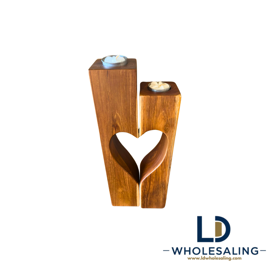Interlocking Heart Candle Holder Set