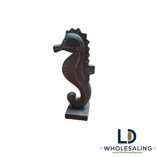 Antique Black Seahorse Figurine