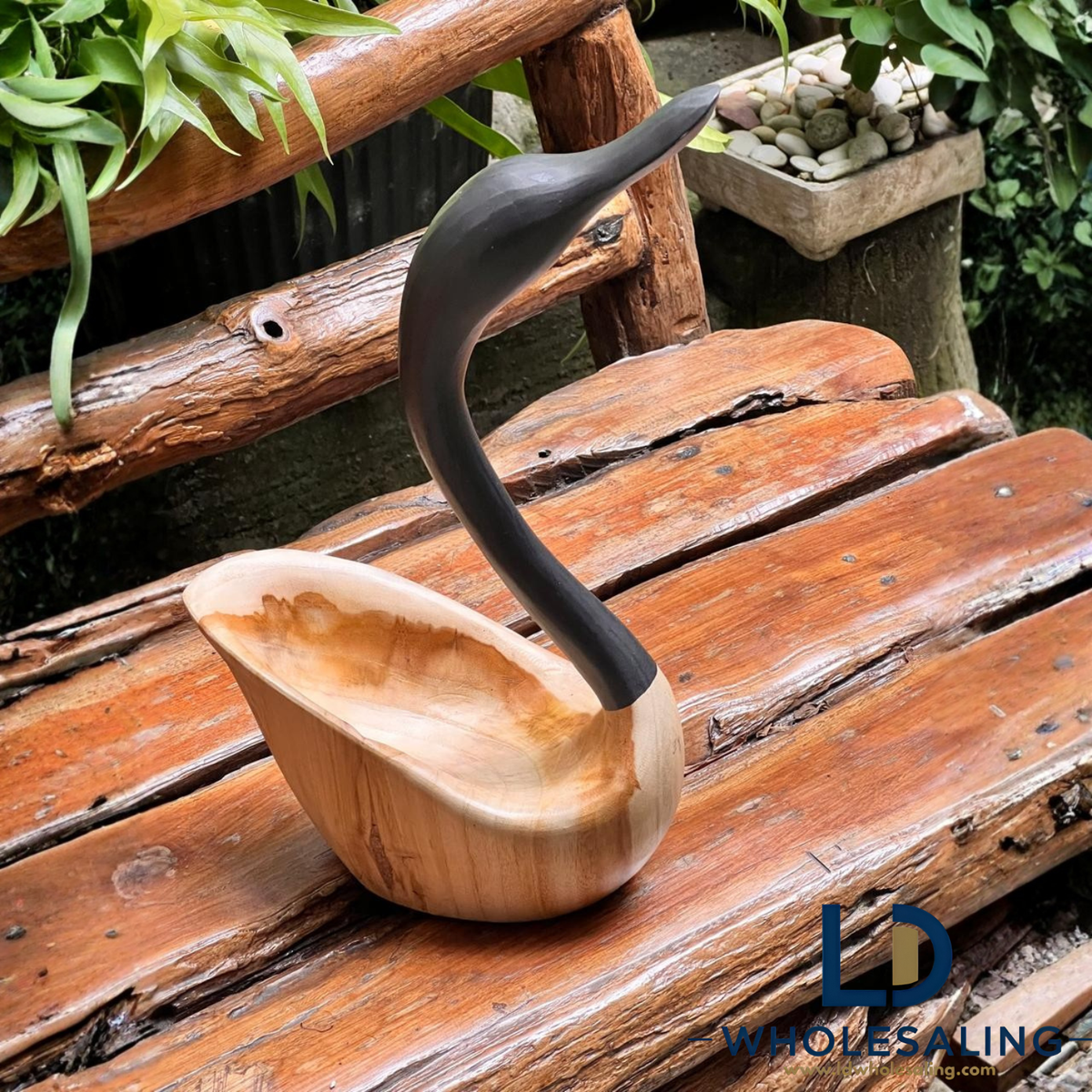 Teak Wood Swan Bowl